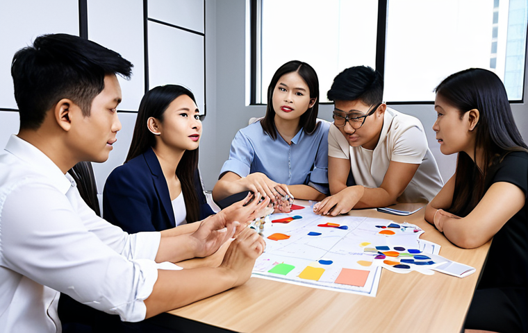 **Image Prompt:**  "Dynamic Thai AI startup team brainstorming, modern office, diverse group, collaborative atmosphere, showcasing innovation and problem-solving.  Emphasis on communication and teamwork."