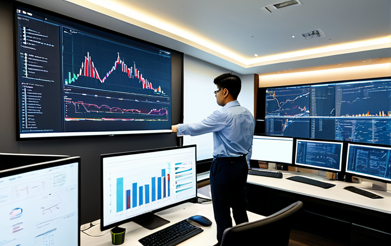 **Prompt:** A team of Data Scientists and Data Engineers collaborating in a modern, well-lit office in Bangkok, Thailand. They are analyzing data visualizations on large screens. Everyone is fully clothed in professional attire. Safe for work, appropriate content, perfect anatomy, natural pose, professional.