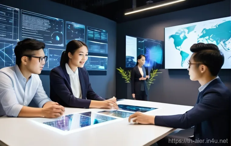AI 전문가의 취업 과정 체험기 - **Prompt: AI Integration in a Modern Thai Workplace**
    "A vibrant, dynamic scene inside a contemp...