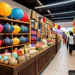 머신러닝 데이터 증강 기술 - A modern Thai retail store interior bustling with diverse customers shopping during a festive season...