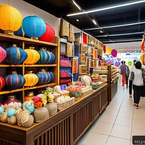 머신러닝 데이터 증강 기술 - A modern Thai retail store interior bustling with diverse customers shopping during a festive season...