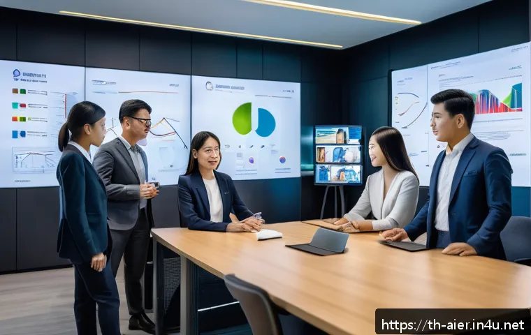 AI 전문가를 위한 리더십 교육 - A modern corporate office scene in Bangkok, Thailand, showcasing a diverse group of Thai business le...